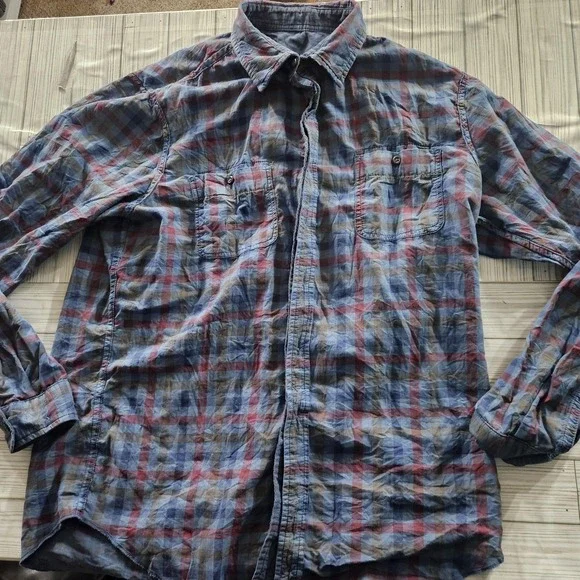 Tailor Vintage Shirt Mens Large Blue Red Plaid Long Sleeve Button‎ Down Pockets - Picture 2 of 7